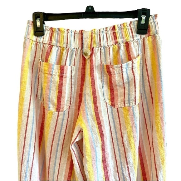 SO, BRIGHT MULTI COLOR STRIPE, WIDE LEG, LINEN PANTS. SIZE M - Picture 5 of 5